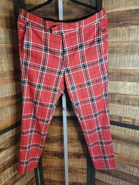 Boohoo Red Plaid Men's Dress Pants
